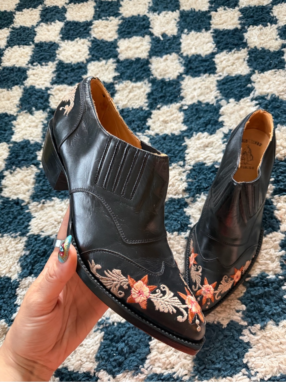 Old Gringo Jasmine Bootie, Black w/ Floral Embroidered Detail